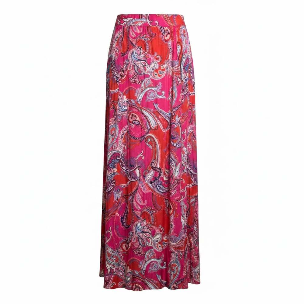 NWT Chico's Printed Paisley Maxi Skirt Ultra Pink Size 2 (12/14)